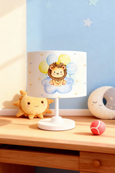 EVPANYA عاكس الضوء لغرفة الأطفال بنمط الأسد مع بالونات