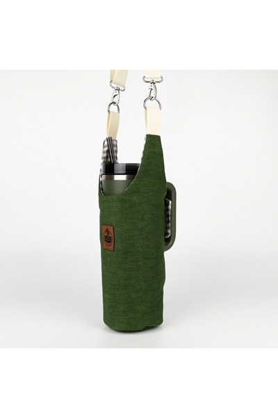 woodycord El Yapımı Düz Yeşil Kulplu Termos Kılıfı Kulplu Model Quencher Pipe...