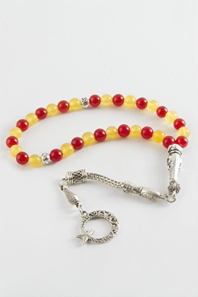 OSENSE سبحة حجر طبيعي من حجر السايت الأحمر الأصفر 6 ملم