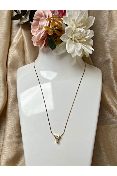 KOLYECHİ Zirkon Taşlı İnce Zincirli Harfli Kolye | Gold Rengi | Pırlanta Görü...