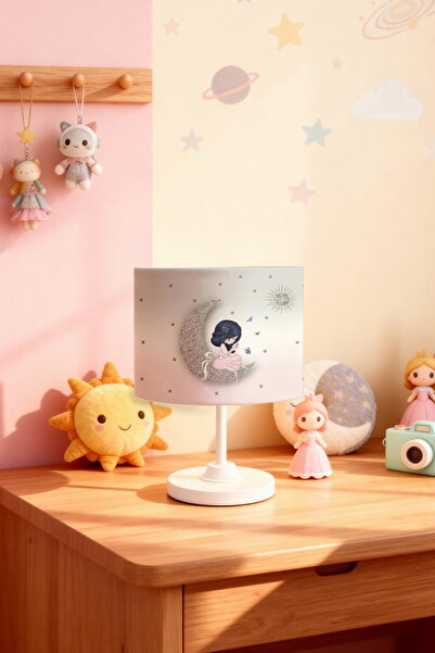EVPANYA Silver Moon Princess Patterned Children's Room Lampshade