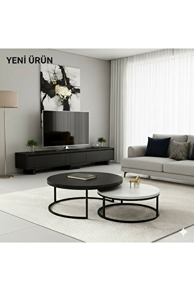 EDMONDA EV AKSESUAR ULTRA LÜX ORTA SEHPA İKİLİ ORTA SEHPA METAL SEHPA