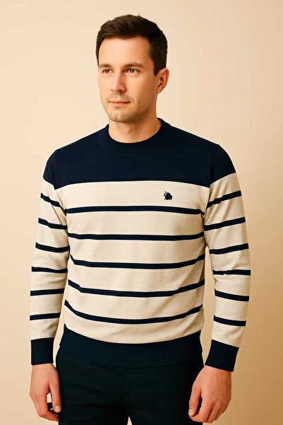 ANATOLIATEKSTILE Pulover Bărbați Crew Neck – Tricot Premium, model cu dungi, ...