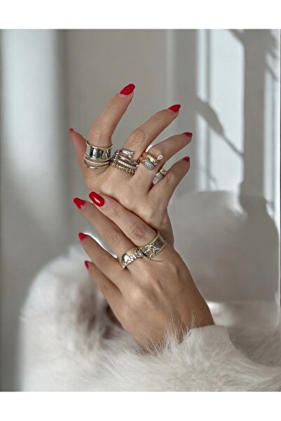 SU PERİSİ TAKI BİJUTERİ خاتم ذهبي قابل للتعديل مزين بأوراق الزركون على الحواف