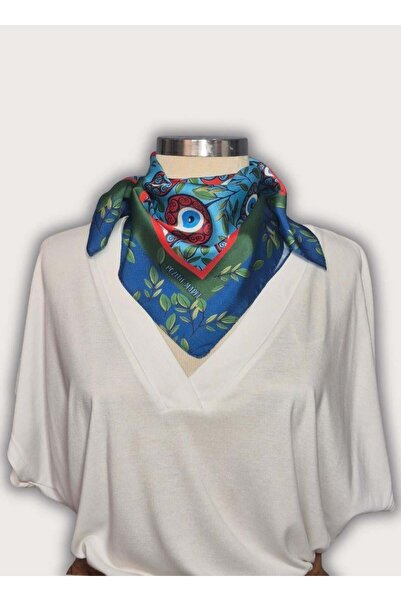 POZİTİF MRK مجموعة بيركيت: وشاح رقبة بنمط الرمان وخرز النازار، حجاب أخضر 58 س...