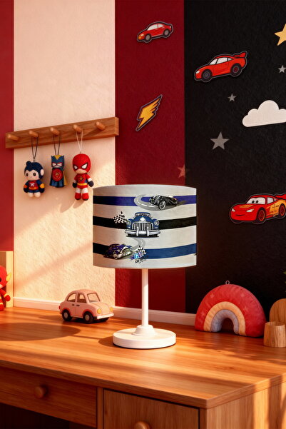 EVPANYA عاكس الضوء لغرفة الأطفال بنمط السيارة باللون الأزرق الداكن المخطط