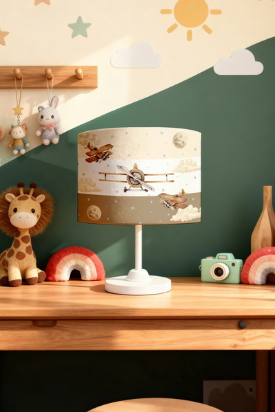 EVPANYA Striped Airplanes Patterned Children's Room Lampshade