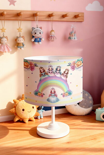 EVPANYA Cream Rainbow Princesses Patterned Children's Room Lampshade
