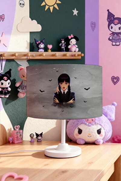 EVPANYA Gray Wednesday Addams Patterned Children's Room Lampshade