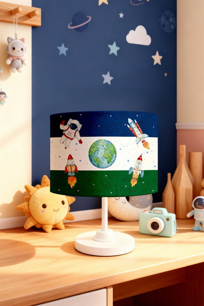EVPANYA Navy Blue Green Space Patterned Children's Room Lampshade
