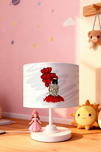 EVPANYA عاكس الضوء لغرفة الأطفال بنمط الفتاة مع بالونات حمراء