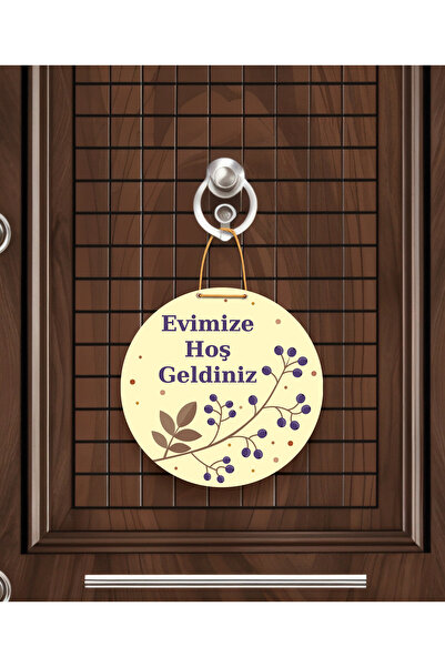 M&H Quality زخرفة خشبية للباب مكتوب عليها 'مرحبًا' مع تفاصيل على شكل فراشة