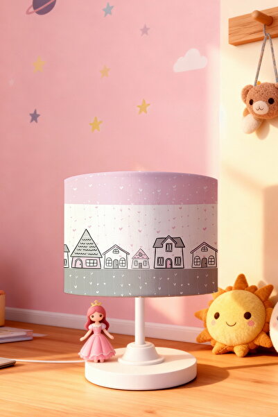 EVPANYA عاكس الضوء لغرفة الأطفال بنمط المنازل باللون الرمادي الوردي