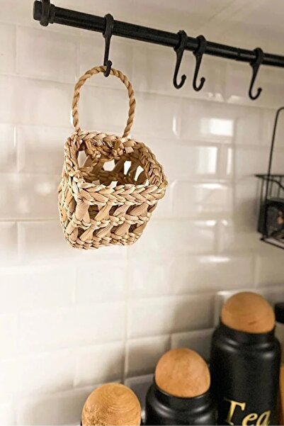 HAKİCİ HOME Dekoratif Çok Amaçlı Doğal El Yapımı Hasır Saksı Sepet / 10x10cm