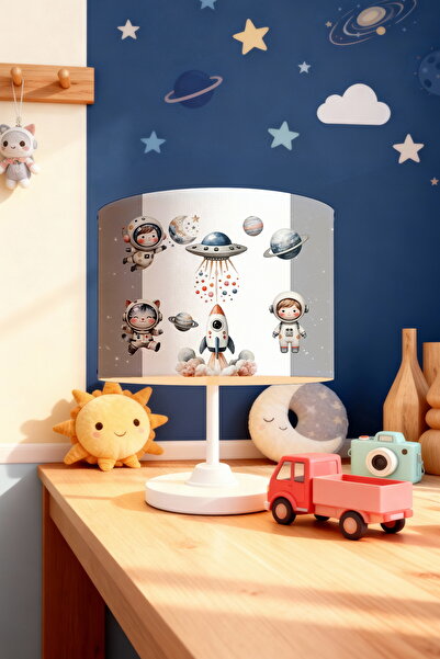 EVPANYA Cat and Child Astronaut Space Patterned Children's Room Lampshade