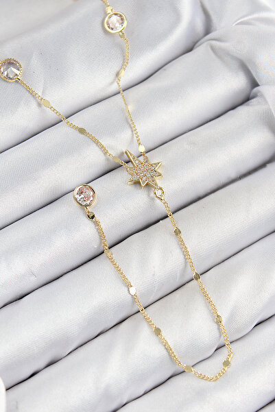 Skygo Brass Zircon Stone Pole Star Model Gold Color Y Necklace Tj-Bko10452