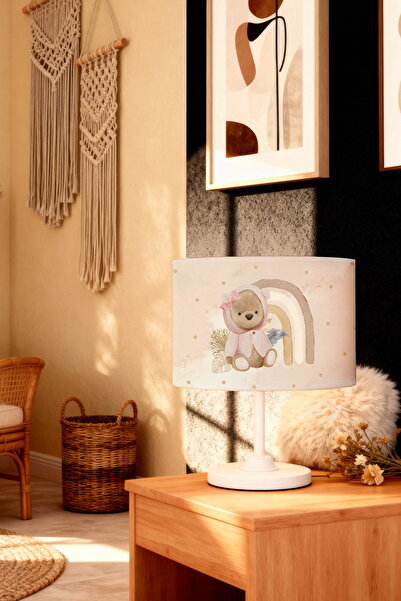 EVPANYA Cream Teddy Bear Patterned Children's Room Lampshade