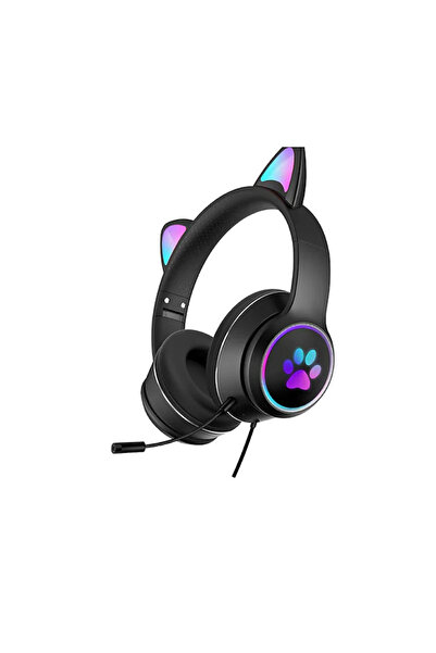 OEM Pink Gaming Headset with Detachable Cat Ears Black
