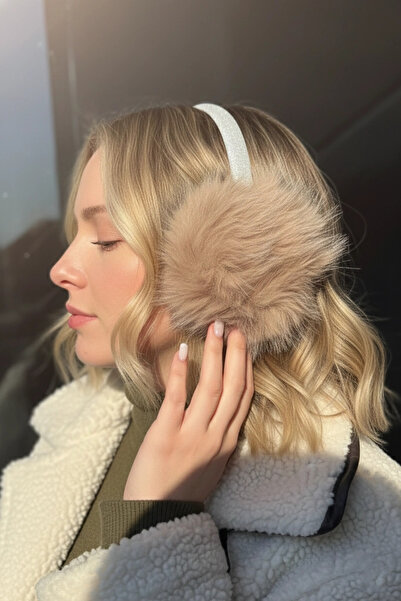 PRVT Kahverengi Peluş Kulaklık – Kalın Peluş, Kışlık Sıcak Tutma, Kalp Detaylı, Yumuşak, Şık Kulak Koruyu