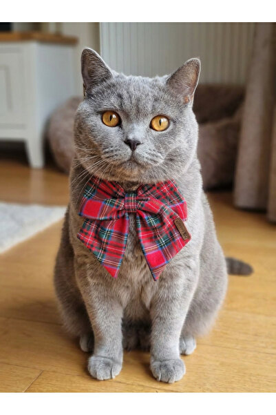 Patiset Red Plaid Cat Bow Tie Ribbon - Pet Accessory for Collar