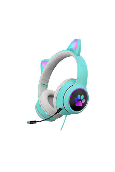 OEM Blue gaming headset with detachable cat ears blue
