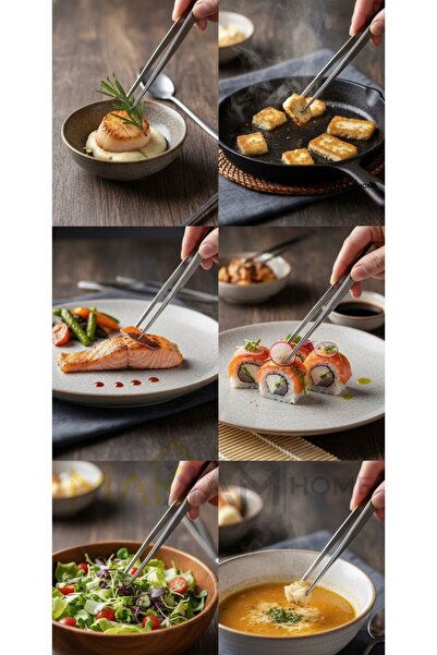 Makkam Home Çok Amaçlı Paslanmaz Çelik Mutfak ve Barbekü Maşası Hassas Pişirm...