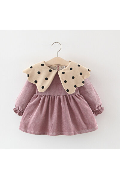 Little Dress Rochie mov cu guler cu buline