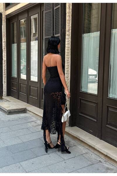 Estilo Fashion lycra imported lace strapless dress (Shorts and crop top are a...