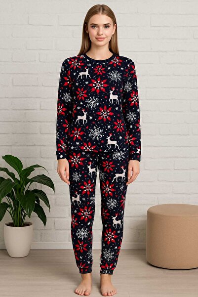 ANATOLIATEKSTILE Pijamale Damă Fleece Călduroase – Model Printat, Set Bluza +...