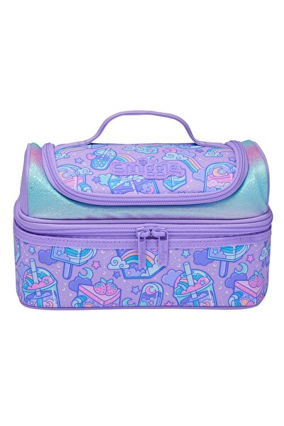 SMIGGLE Lilac Double Decker Lunch Box – Milkshake & Rainbow Patterned, Double...
