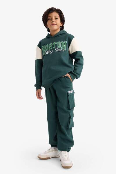 DeFacto Boy's Cargo Fit Elastic Waist Printed Sweatpants G5637A825Cw