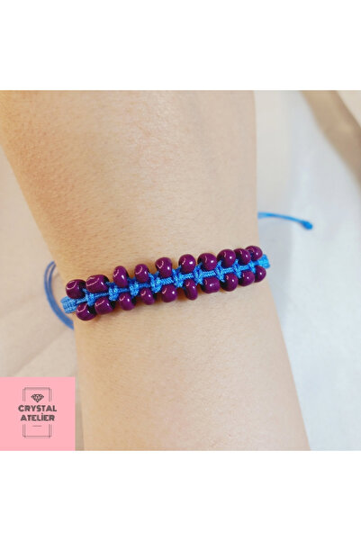 Crystal Atelier Trabzonspor Maroon Blue Fan Bracelet - Handmade Adjustable Be...