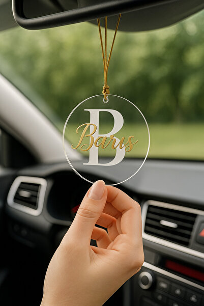 REF Kişiye Özel Pleksi Araç Süsü | İsimli, Harfli, Araba Aynası Dekoru | Hediyelik | Özel Tasarım