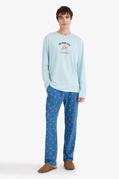 DeFacto Pajama Set Regular Fit Printed Long Sleeve Top Patterned Long Bottom G4959Ax25Wn