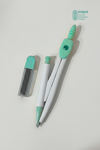 caps office 1 Adet Deniz Yeşil Renk Şeffaf Kutulu Metal Uçlu Pergel Seti - Kı...