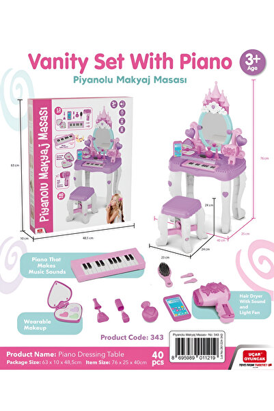 FELİTE Piyanolu Makyaj Masası Set Oyuncak