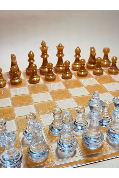 SİESPURE Epoksi Satranç Takımı- Şeffaf/Renkli- Özel Tasarım Premium Set