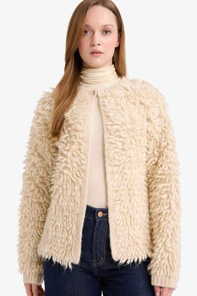 DeFacto Regular Fit Crew Neck Knitwear Cardigan G5266Ax25Wn