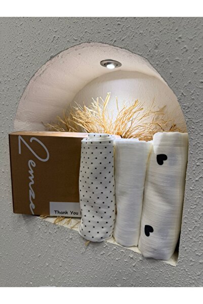 Çok Amaçlı Müslin Örtü 3’lü Set, Müslin Yenidoğan Bebek Battaniyesi, %100 Pamuk Müslin Bez