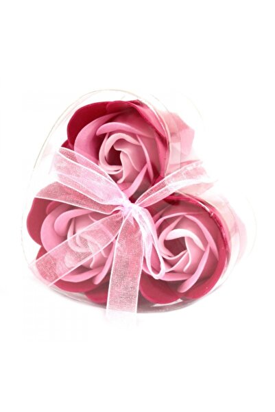CASA Box with 3 soap roses and ribbon for Mărțișor and Valentine's Day, Pink