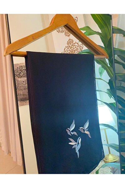 Veil Designer طرحة سودة بوال بقماش ياباني بتطريز اسود المقاس : 60 * 190