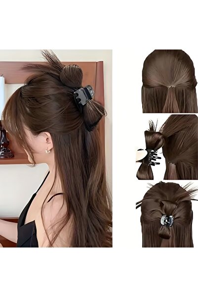 Trendpostiş Kumral Kahverengi Topuz Tokası Saçlı Mandal Pençe Toka Dağınık Sa...