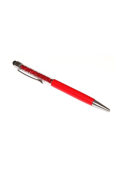 Tableta Universal Stylus touch pen with built-in pen, crystal-decorated metallic red