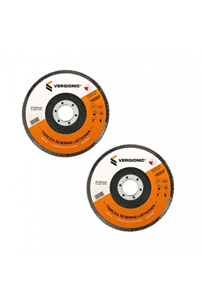 Vergionic Set of 2 Lamellar Sanding Discs, Straight, 125 mm, P40 (Metal/Plastic/Wood)