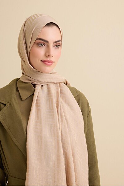 Imannoor Naia Shawl - Iman Square Patterned - Antique Beige