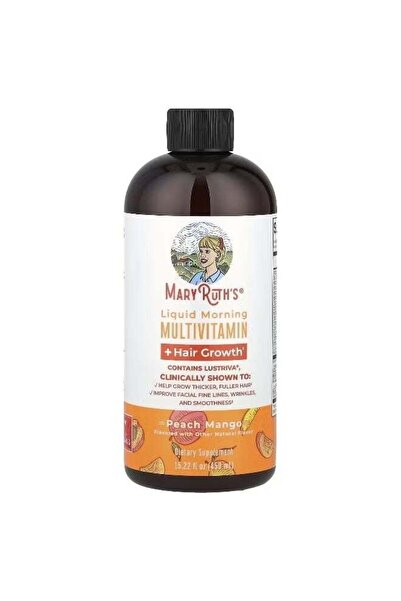 Maryruth's فيتامينات متعددة سائلة صباحية + نمو الشعر، خوخ ومانجو، 15.22 أونصة سائلة (450 مل)