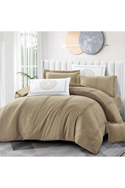 Reiashn Lauren Jacquard Beige 7-Piece Summer Double Bed Set