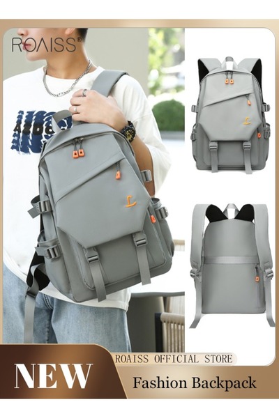 ROAISS حقيبة ظهر كمبيوتر عصرية للرجال بسعة كبيرة وتصميم شخصي وحقيبة ظهر للسفر مزودة بفتحة شحن USB