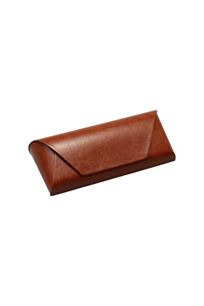 OEM Sunglasses/eyeglass case, brown color, imitation leather, magnetic closure, velvet interior