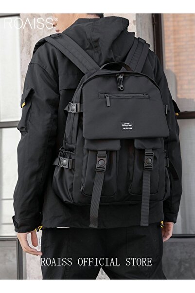 ROAISS حقيبة ظهر كلاسيكية كبيرة السعة متعددة الوظائف كاجوال مقاومة للماء أكسفورد مزدوجة الكتفين مدرسية B